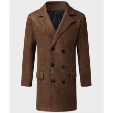 Mens Double Breasted Brown Coat